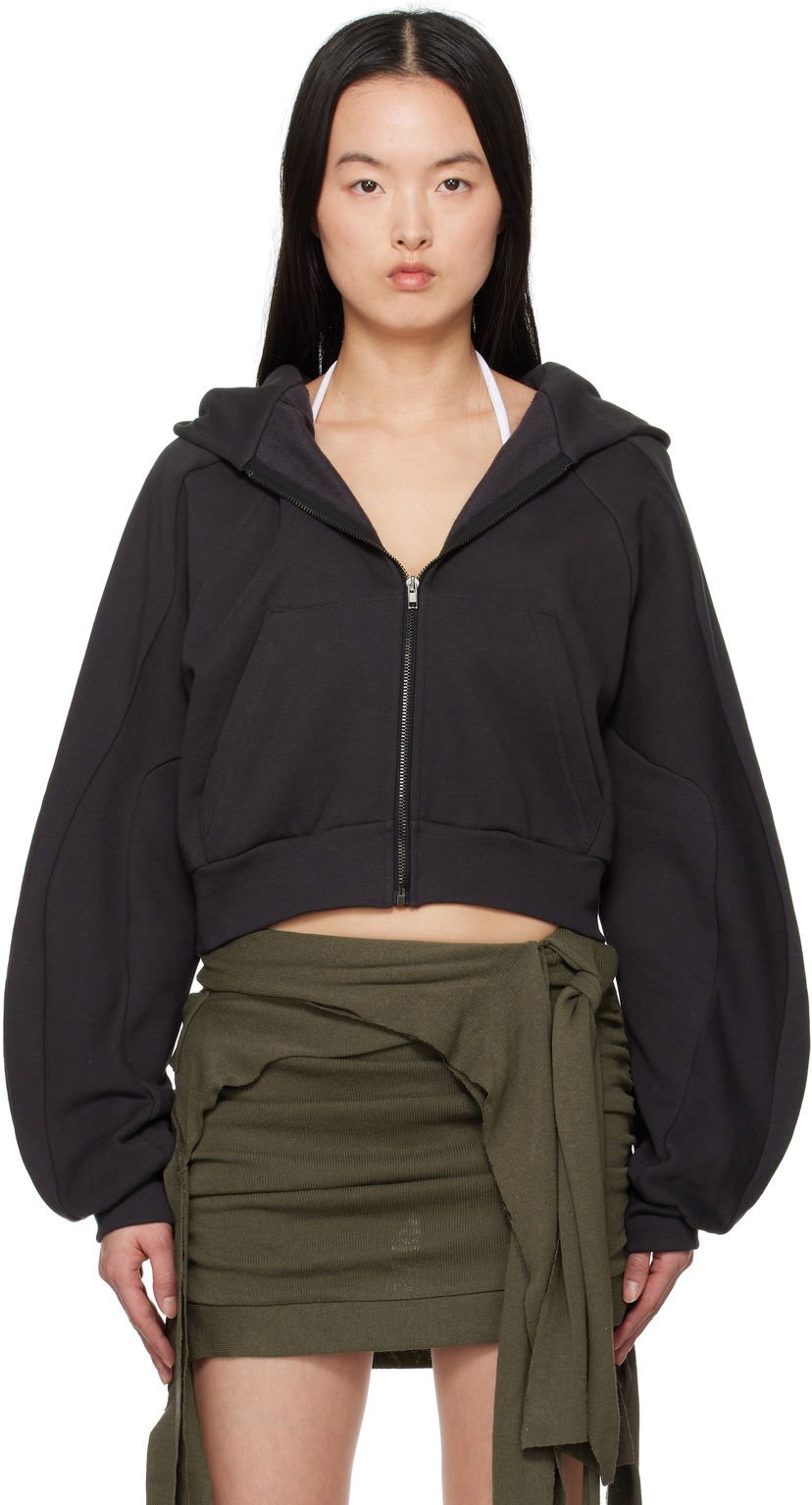 Huppari Ottolinger Ottolinger Multiline Zip Cropped Hoodie Musta | 11560041501