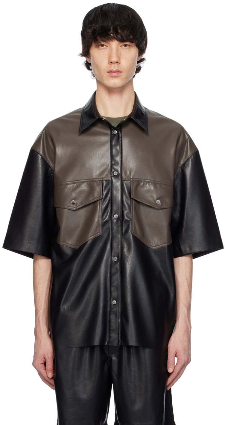 Paita Nanushka Mance Vegan Leather Shirt Musta | NM24RSSH01578