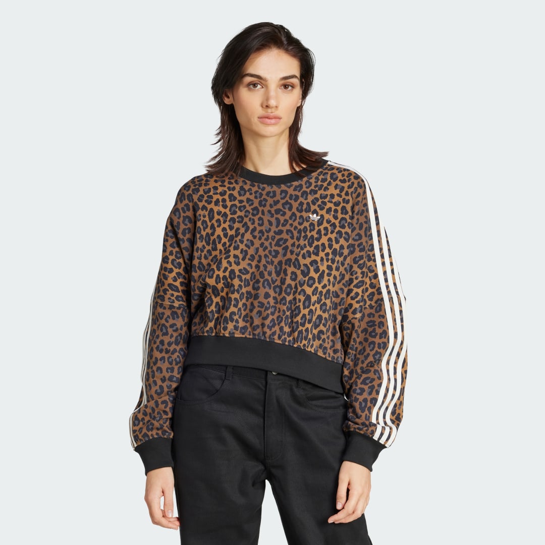 Huppari adidas Performance Leopard Crewneck Sweatshirt Ruskea | JW7303, 0