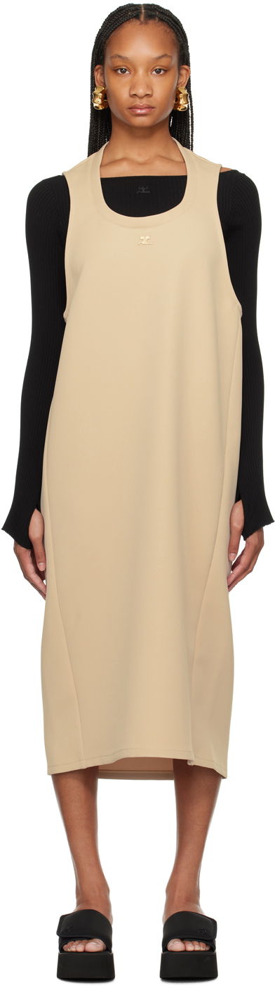 Mekko Courrèges Courrèges Holistic Midi Dress Beige | 124CRO367PL0007