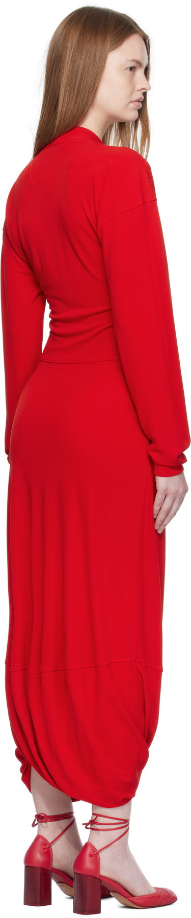 Mekko LEMAIRE LEMAIRE V Neck Maxi Dress Punainen | DR1127 LJ1040, 2