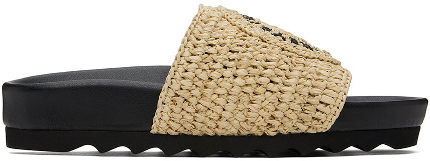 Tennarit ja kengät Stella McCartney Elyse Raffia Logo Slides Musta | 810387AFACL0, 0