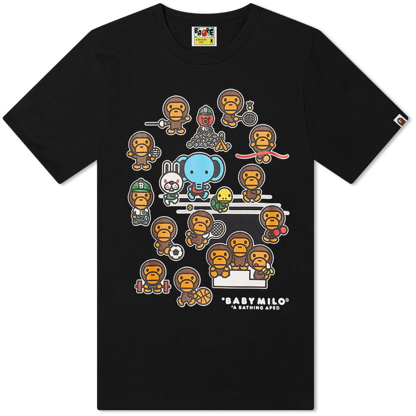 T-paita BAPE Tokyo Baby Milo Multi-Sport Character T-Shirt Musta | 002TEH701001F-BLK