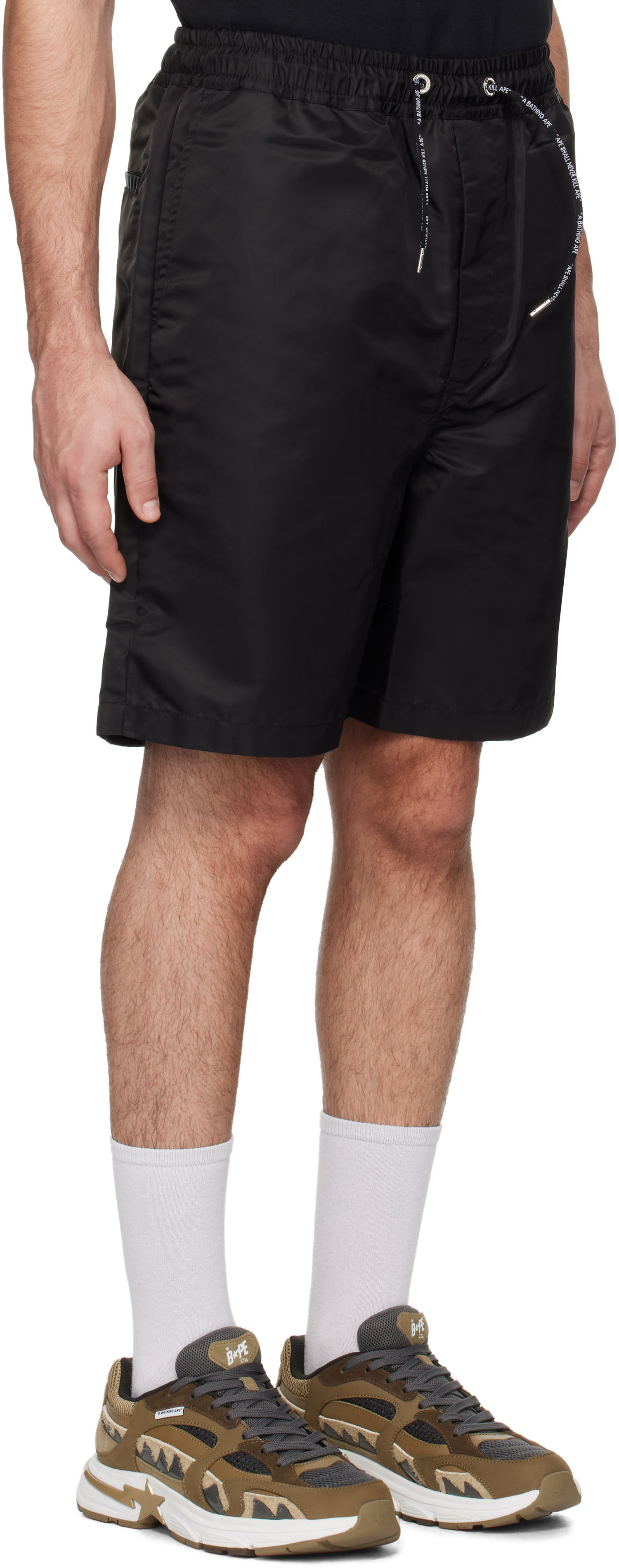Shortsit BAPE Ape Head Nylon Shorts Musta | 001SPK801301M, 1
