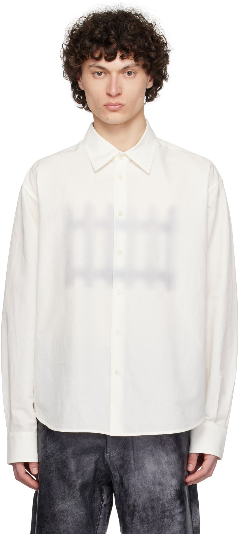 Paita JW Anderson JW Anderson Fence Print Boxy Shirt Valkoinen | SH0362-PG1698