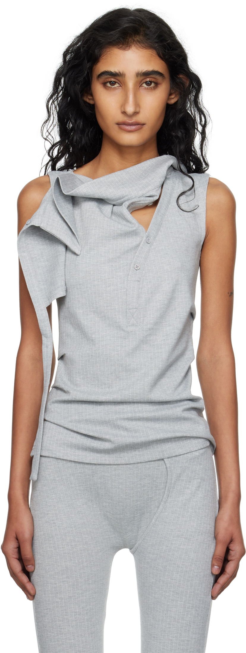 Tankkitoppi Ottolinger Ottolinger Ada Sleeveless Pinstripe Top Harmaa | 102-106004-02