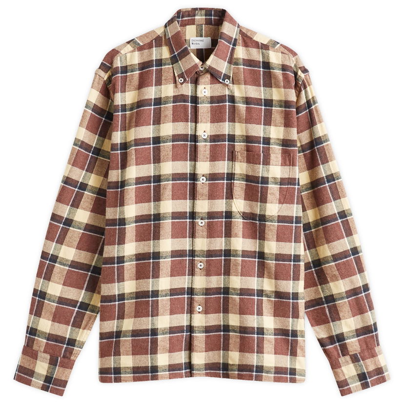 Paita Universal Works Universal Works Lazy Day Check Shirt, Large Ruskea | P31205-YRB