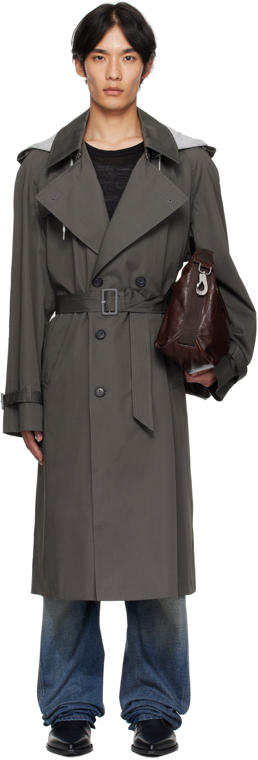 Trenssitakki Maison Margiela MM6 Maison Margiela Double-Breasted Trench Coat Harmaa | SH0AH0005 M35500