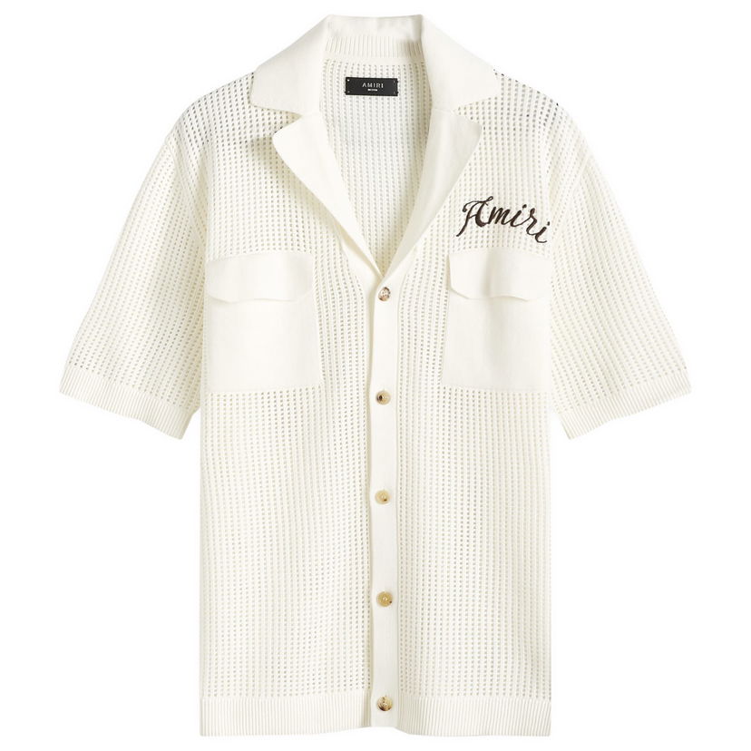 Paita AMIRI Amiri Short Sleeve Mesh Polo Shirt Valkoinen | AMKNIR1011-295
