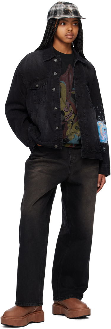 Takki We11done Graphic Print Denim Jacket Musta | WD-DJ1-23-317-U-BK, 3