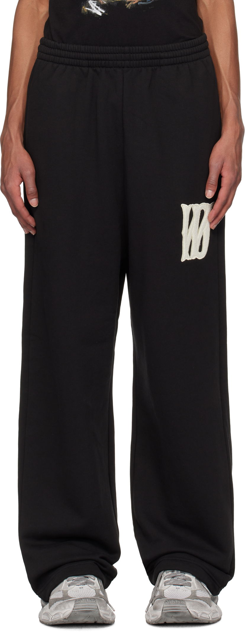 Verryttelyhousut We11done We11done Bouclé Letter Logo Sweatpants Musta | WD-TA3-24-709-U-BK