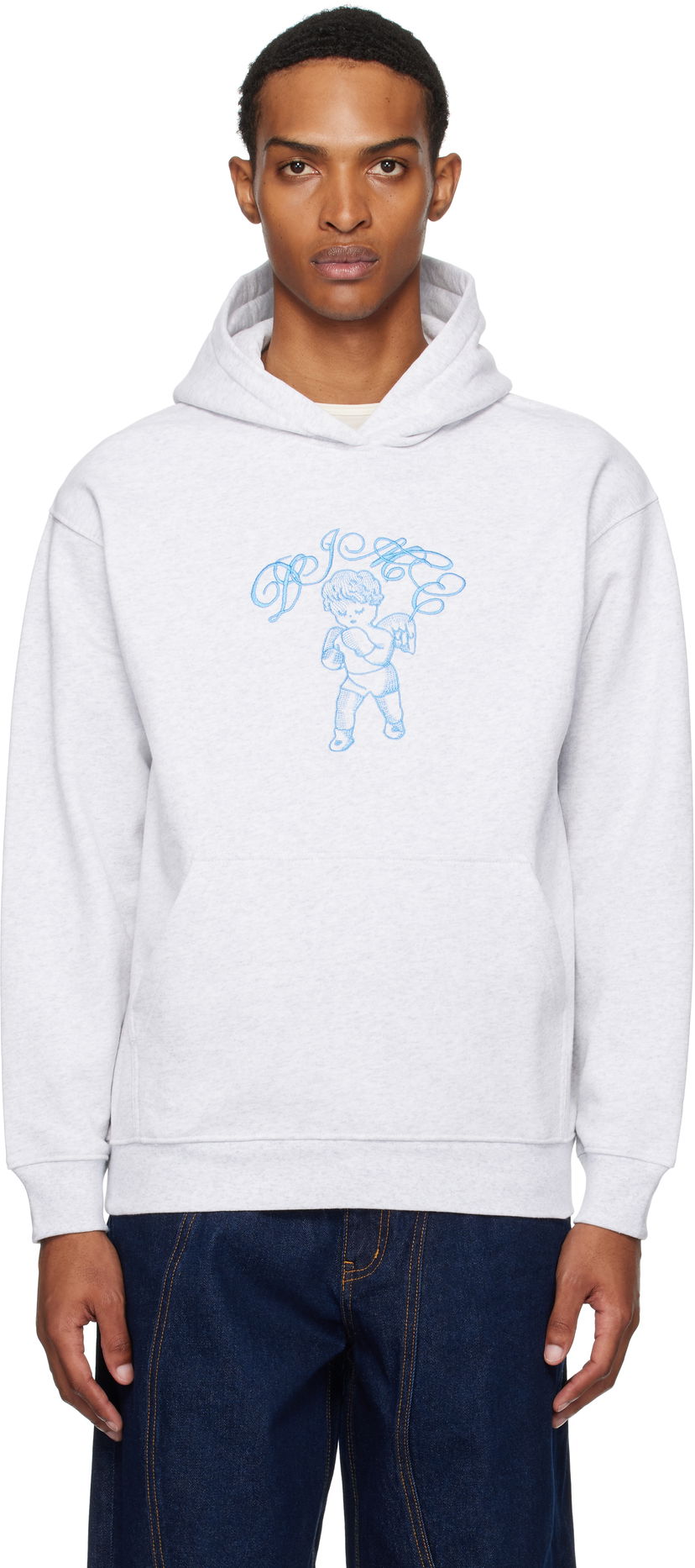 Huppari Dime Embroidered Fighter Hoodie Harmaa | DIMESU2544ASH