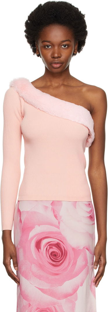 Villapaita Blumarine One Shoulder Faux Fur Trimmed Sweater Vaaleanpunainen | 2M181A, 0