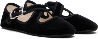 Tennarit ja kengät Alaïa ALAÏA Criss Cross Velvet Ballerina Flats Musta | AA3A046TK059, 3