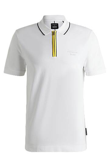 Poolopaita BOSS Porsche x BOSS Stretch-Cotton Polo Shirt Valkoinen | 50531463