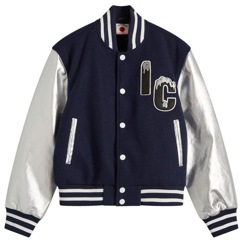 Bomber-takki BBC IceCream ICECREAM Cherry Varsity Jacket, Size Large Tummansininen | ICWW25301-NVY