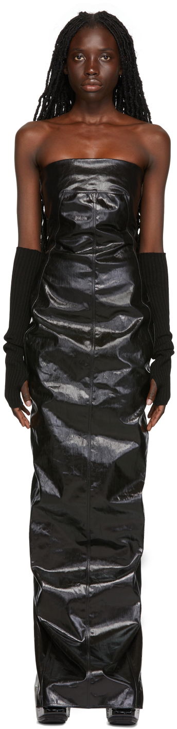 Mekko Rick Owens Rick Owens Lacquered Maxi Dress Musta | RP02B6527 SLQ