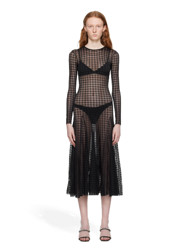 Mekko AMI Gingham Midi Dress Musta | FDR208.PA0006