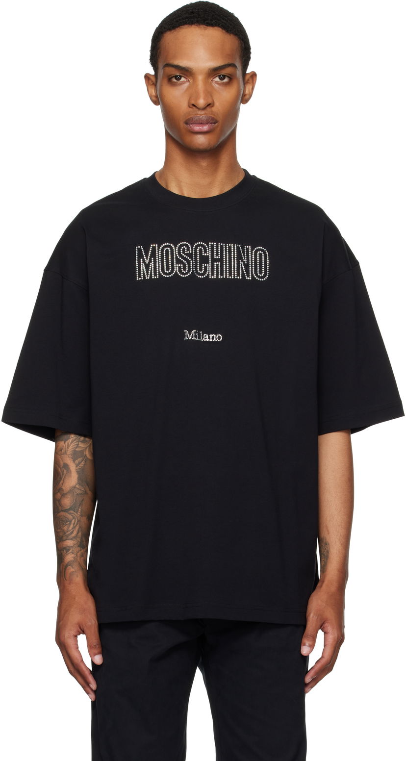 T-paita Moschino Moschino Organic Decorated T-Shirt Musta | 252ZZ071052411555