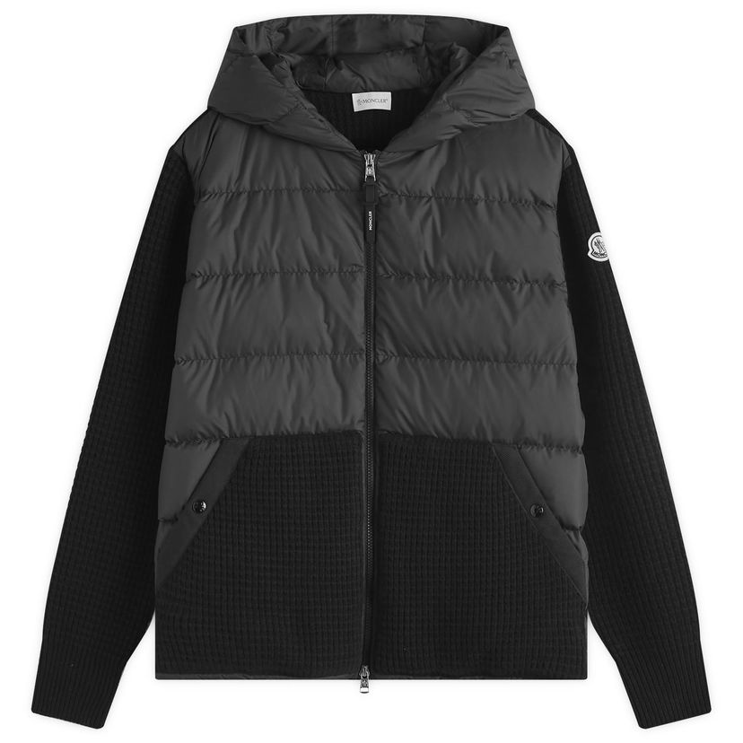 Puffer takki Moncler Knit Waffle Jacket Black Musta | 9B000-31-M4281-999