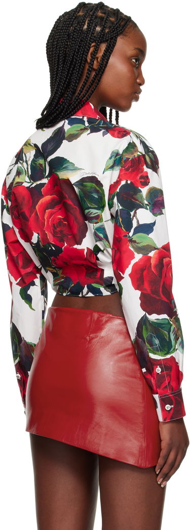 Paita Dolce & Gabbana Dolce&Gabbana Rose Print Tie Front Shirt Valkoinen | F5S65T HS5S2, 2