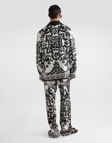 Housut Dolce & Gabbana Dolce & Gabbana Majolica-Print Twill Trousers Valkoinen | GVRMATHI1SVIN3TN, 2