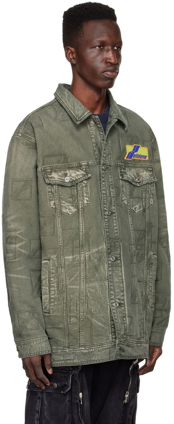 Takki We11done We11done Jacquard Logo Denim Jacket Vihreä | WD-DJ1-22-366-U-KK, 1