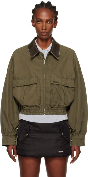 Takki We11done We11done Leather Collar Cropped Jacket Vihreä | WD-JP2-25-063-W-KK, 0