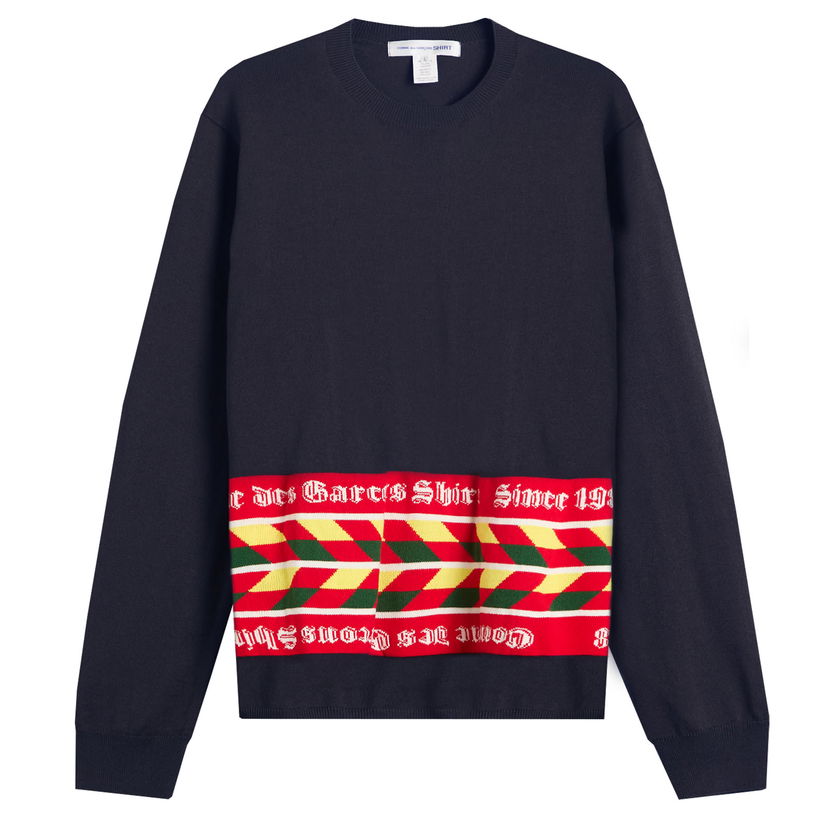 Villapaita Comme des Garçons Football Scarf Knit Tummansininen | FP-N002-051-2