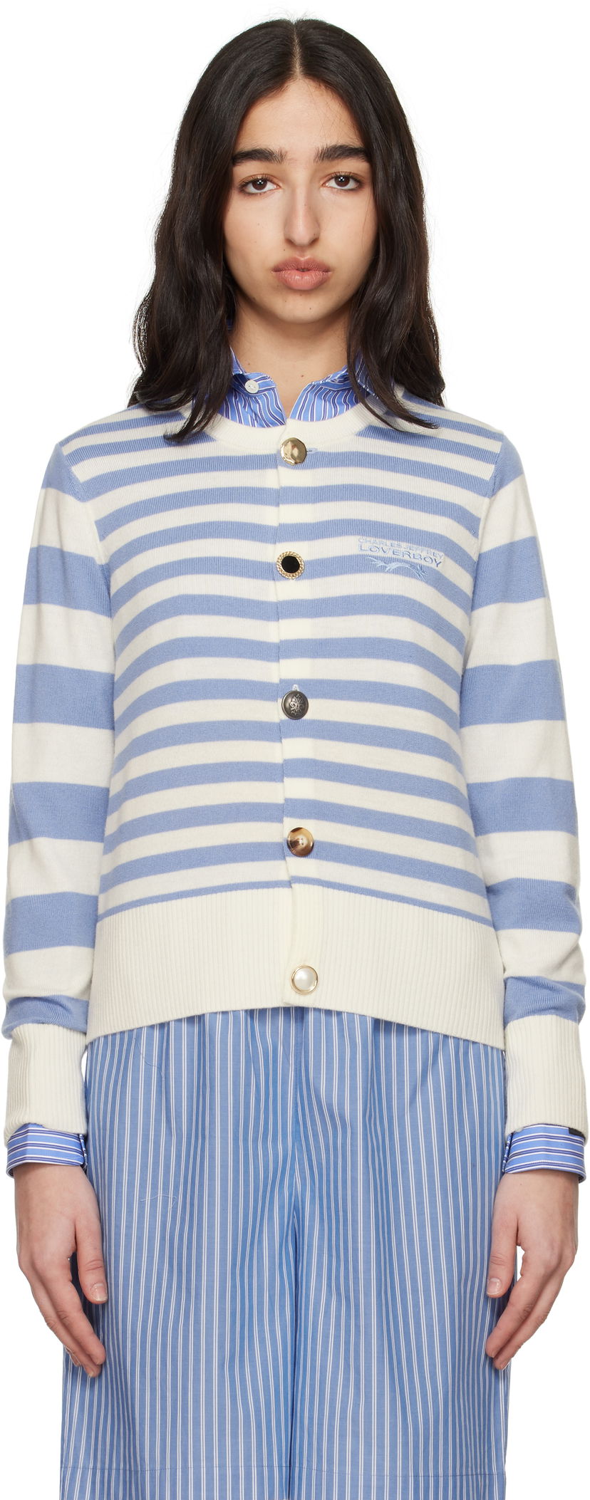 Villapaita Charles Jeffrey Loverboy Charles Jeffrey LOVERBOY Striped Knit Cardigan Sininen | 54090201