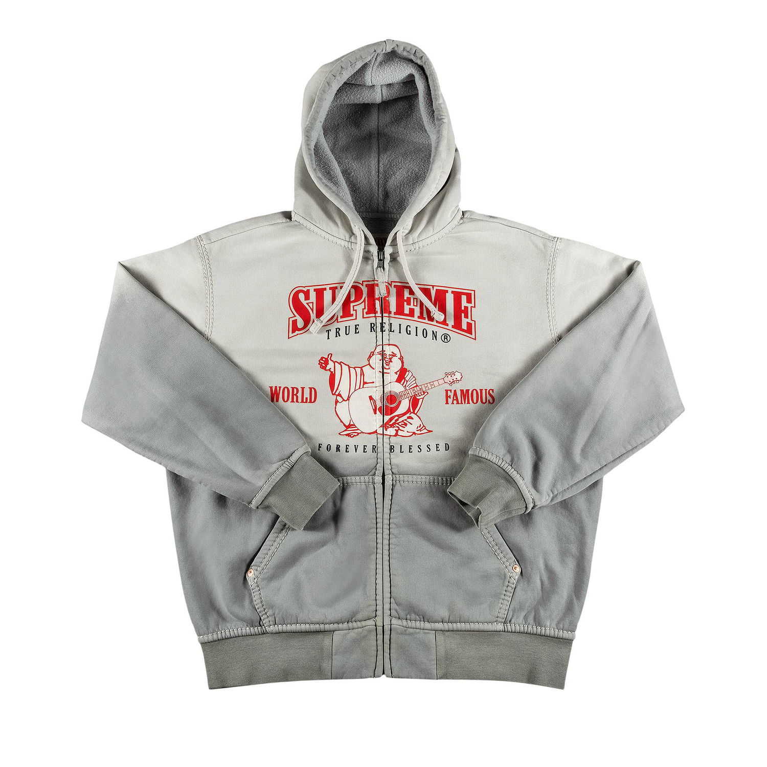 Huppari Supreme True Religion Zip Up Hooded Sweatshirt Harmaa | FW21SW38 LIGHT GREY, 1