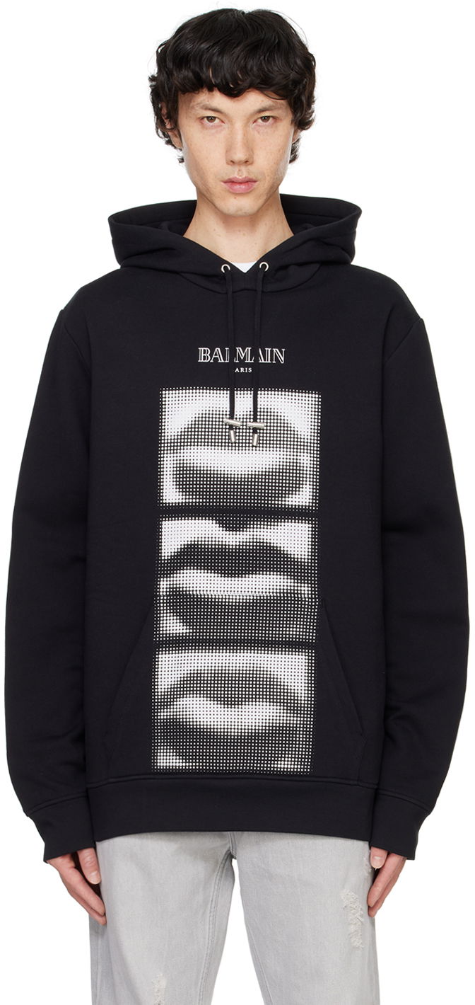 Huppari Balmain Balmain Lips Print Hoodie Musta | DH0JT047GE07