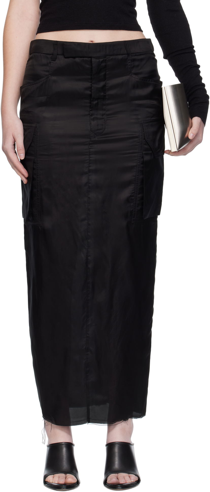 Hame Rick Owens Rick Owens Firbanks Midi Cargo Skirt Musta | RP02E4379 K