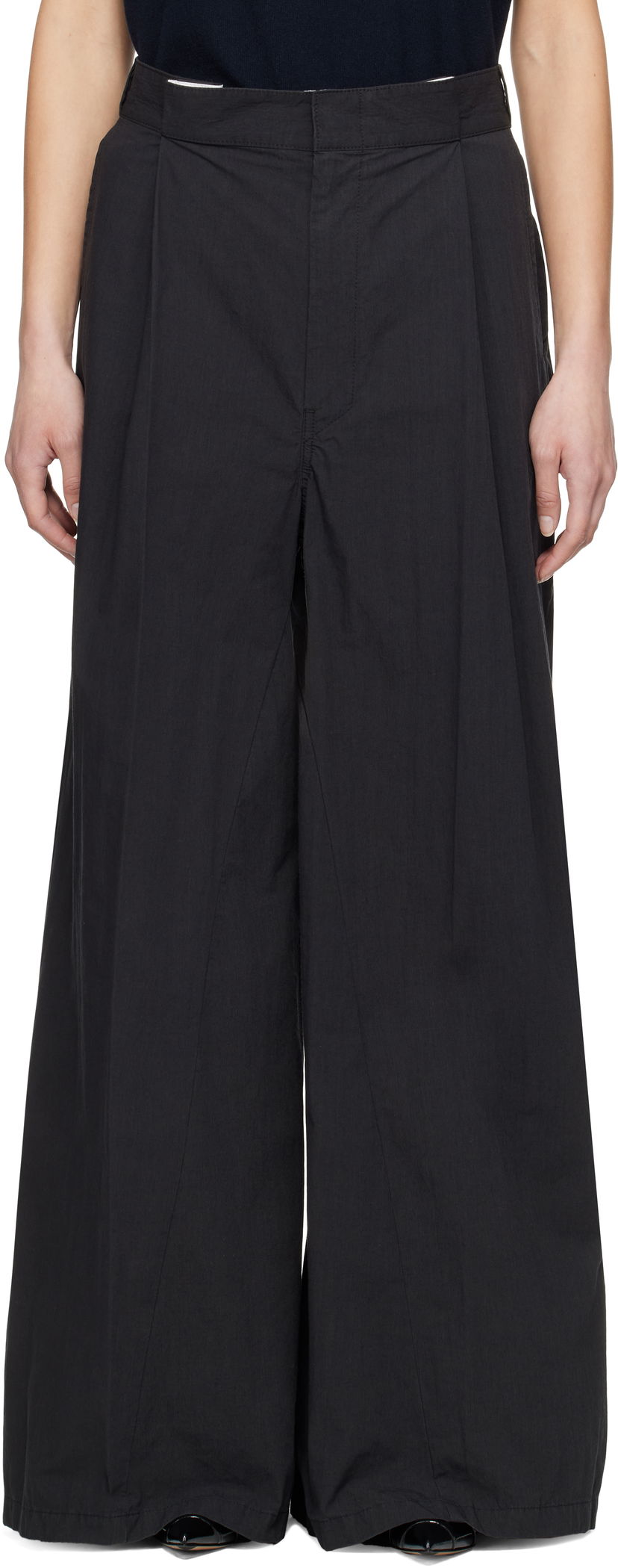 Housut Maison Margiela Maison Margiela Pleated Wide-Leg Trousers Musta | S51KA0601 M35289