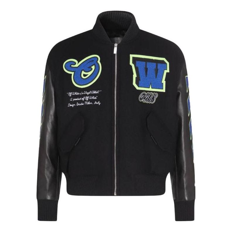 Bomber-takki Off-White Off-White Varsity Jacket Musta | OMJA104S23LEA0011069