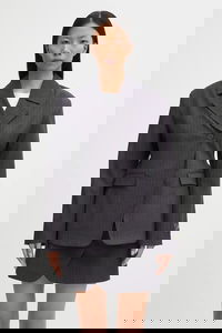 Asymmetric Pinstripe Blazer