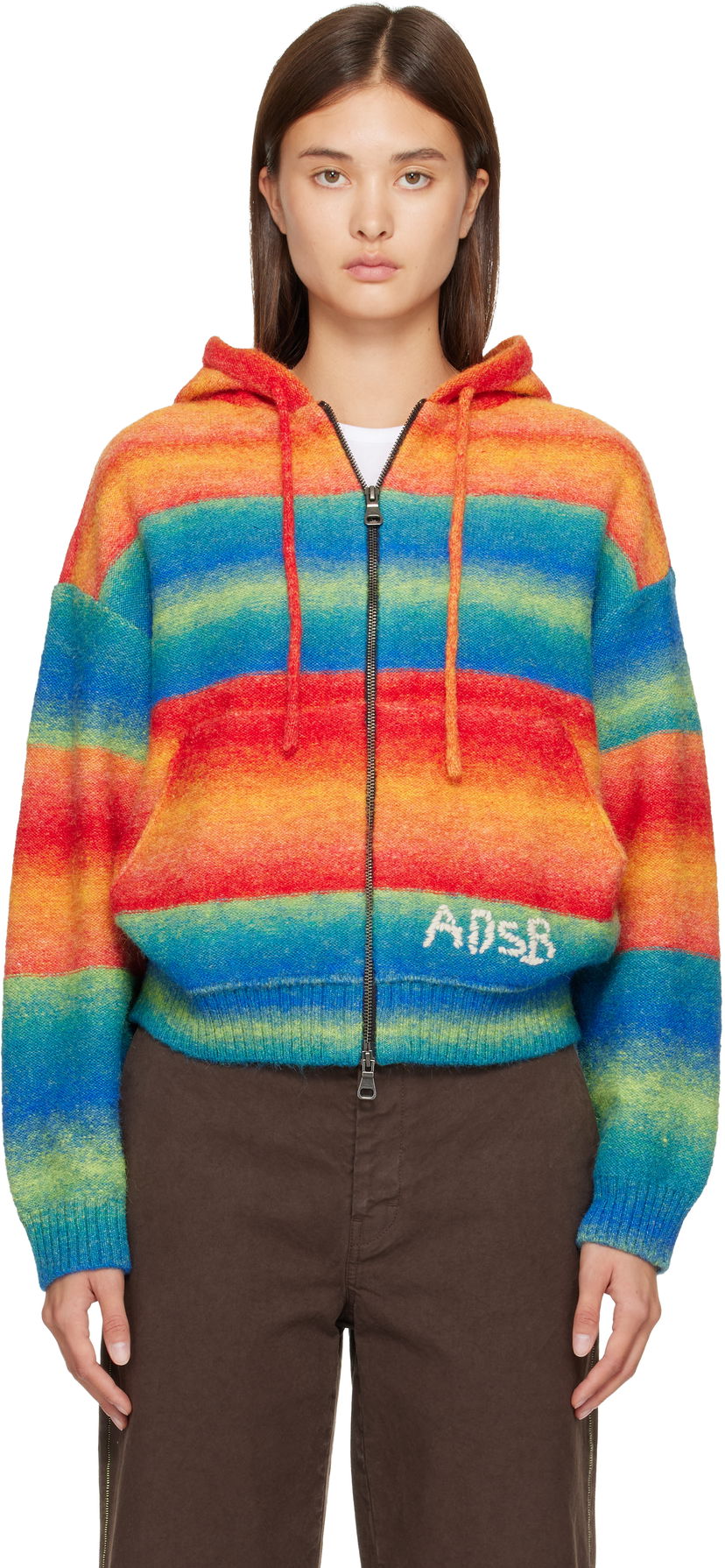 Huppari Andersson Bell Full-Zip Striped Knit Hoodie with ADSB Embroidery Monivärinen | atb1390u