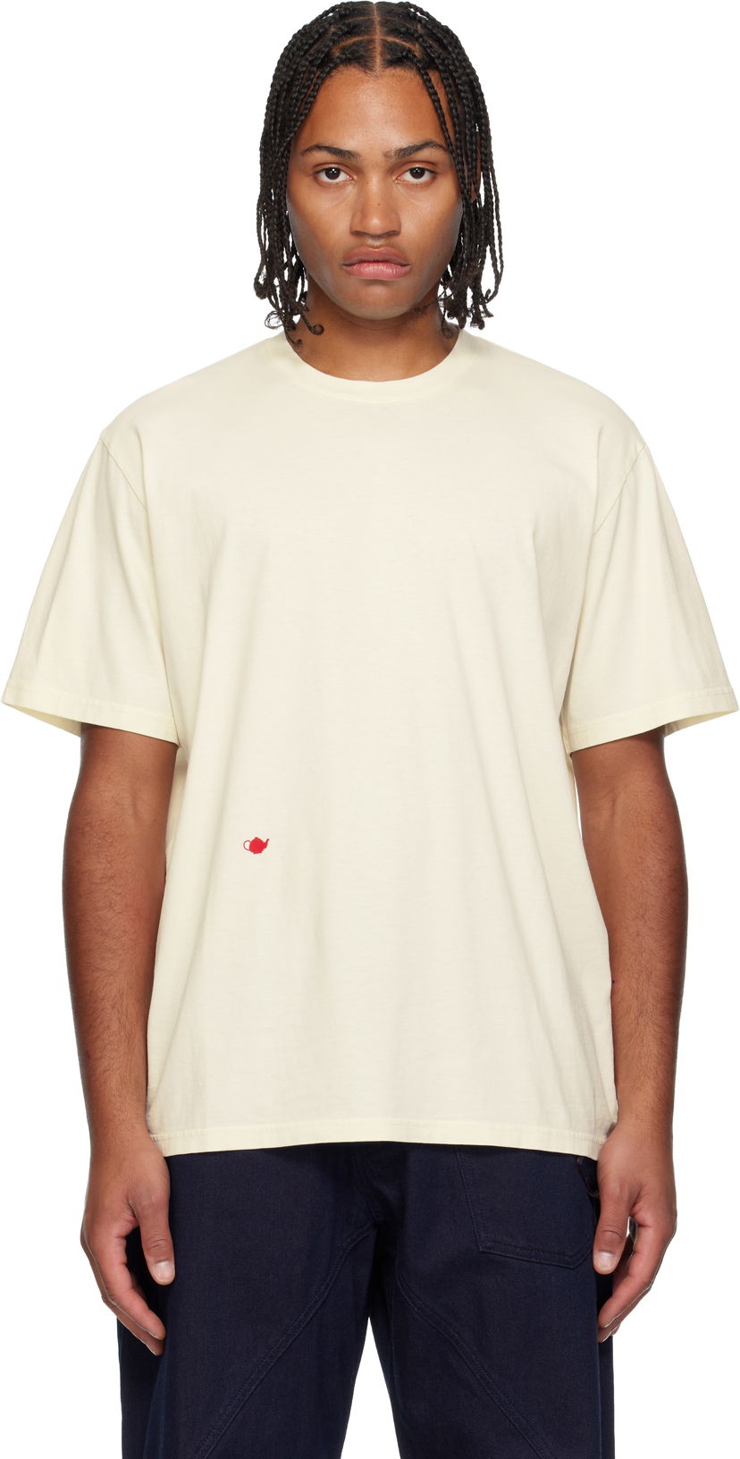 T-paita JW Anderson JW Anderson Teapot Embroidery T-shirt Beige | JT0300-PG1800