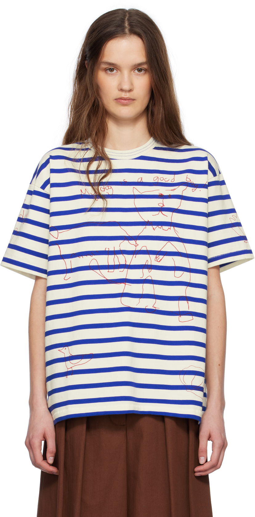 T-paita Bode Bode Margate Striped T-Shirt Valkoinen | MRS25CS003