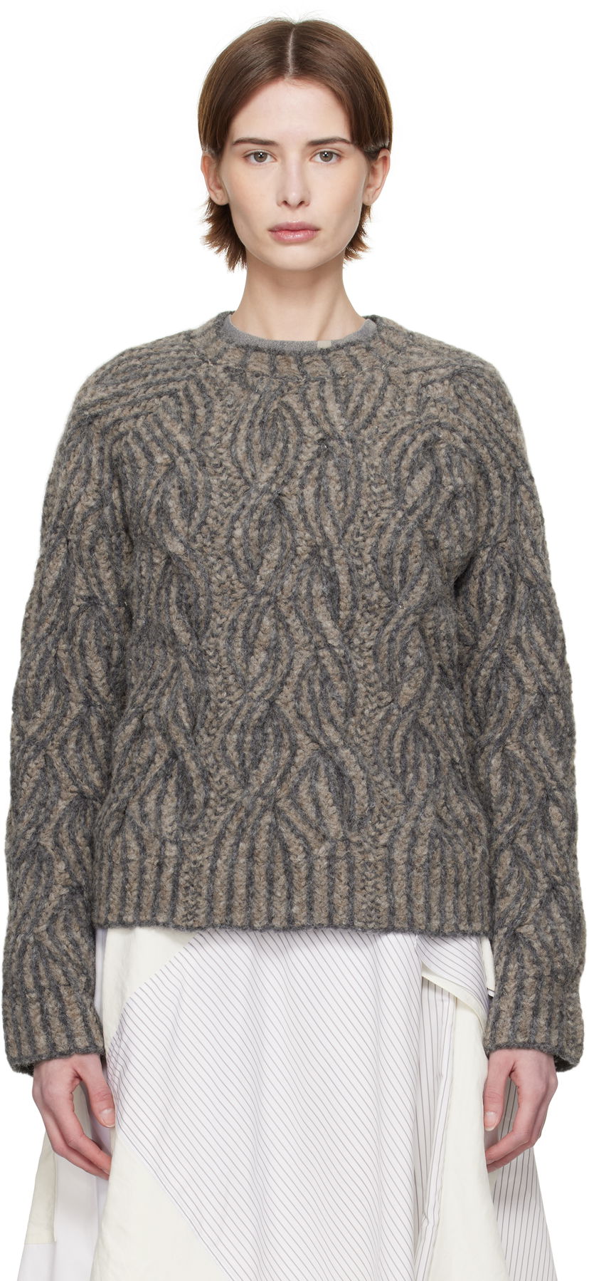 Villapaita Eckhaus Latta Eckhaus Latta Plait Knit Sweater Harmaa | 8110-EL-PS25-S -