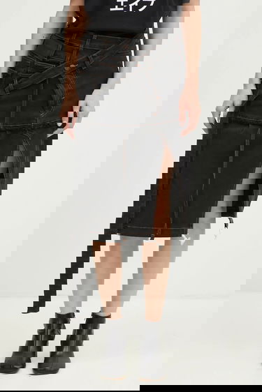 Hame Ottolinger Ottolinger Signature Wrap Denim Midi A-Line Skirt Musta | 2217040111, 0