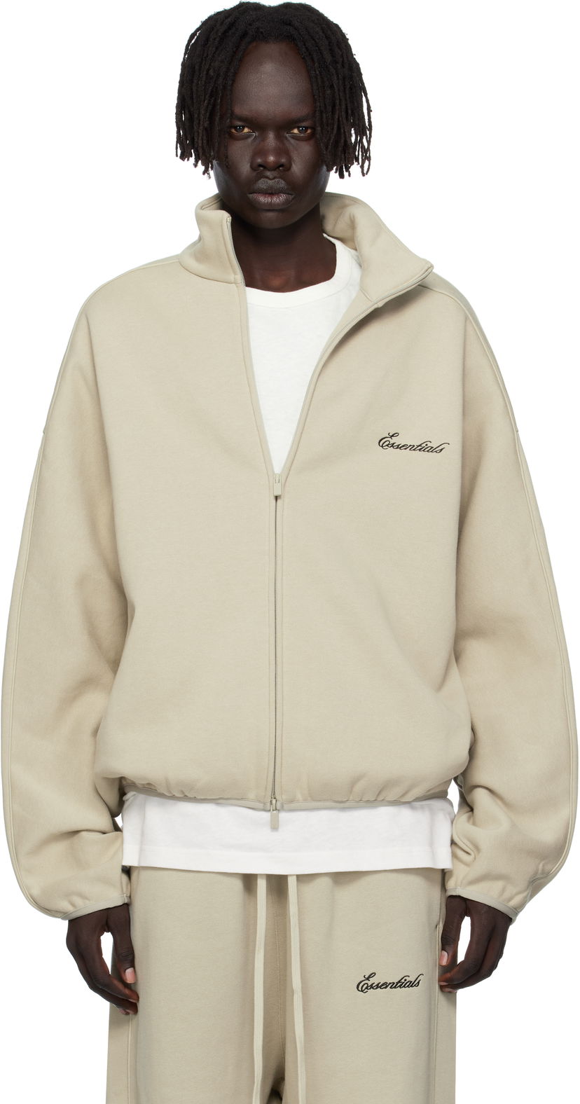 Takki Fear of God Fear of God ESSENTIALS Modern Fit Fleece Track Jacket Beige | 202SP256896F