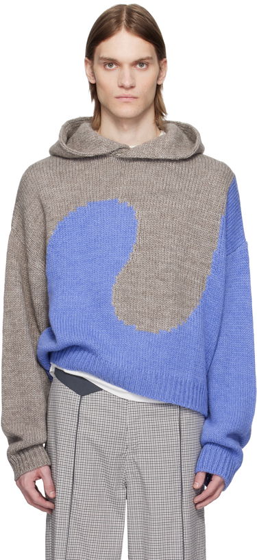 Villapaita ERL ERL Bicolor Swirl Knit Hoodie Sininen | ERL10N009, 0