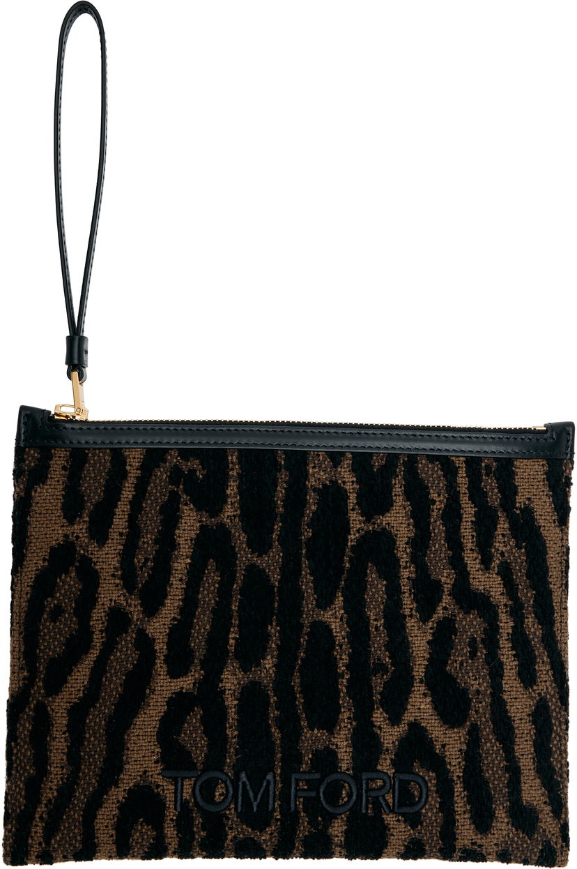 Lompakko Tom Ford TOM FORD Leopard Jacquard Wristlet Pouch Ruskea | S0522-TSY057G