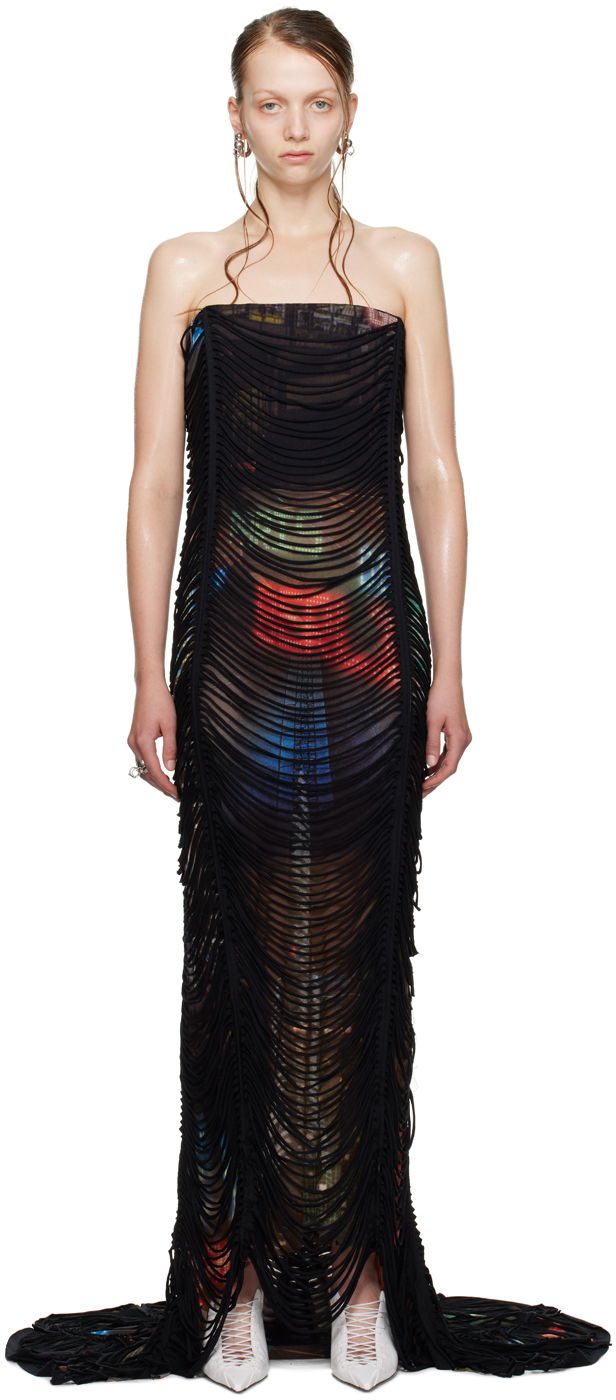 Mekko Jean Paul Gaultier Shayne Oliver Edition 'The Long Slashed City' Maxi Dress Musta | 24/27-F-RO148-T551-60405030