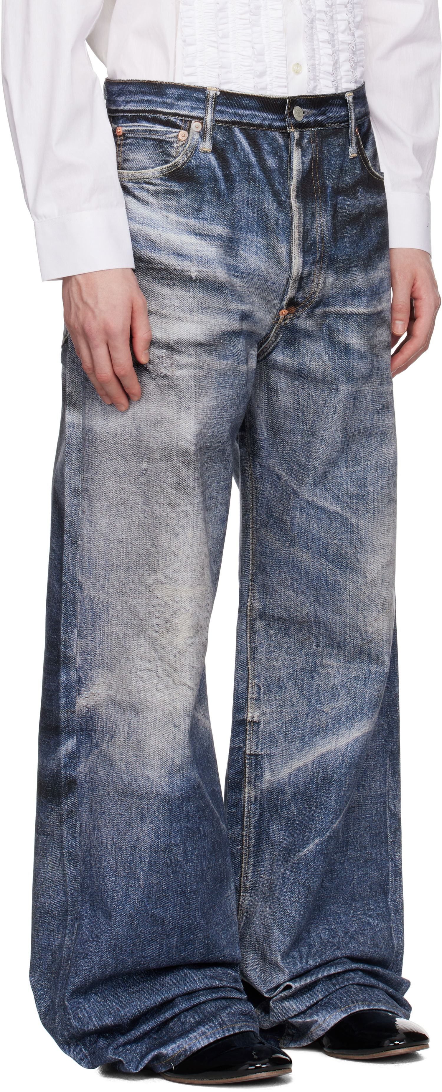 Jeans Junya Watanabe Junya Watanabe Levi's Edition Inkjet W Name Berberjin Jeans Sininen | WO-P905-100, 1