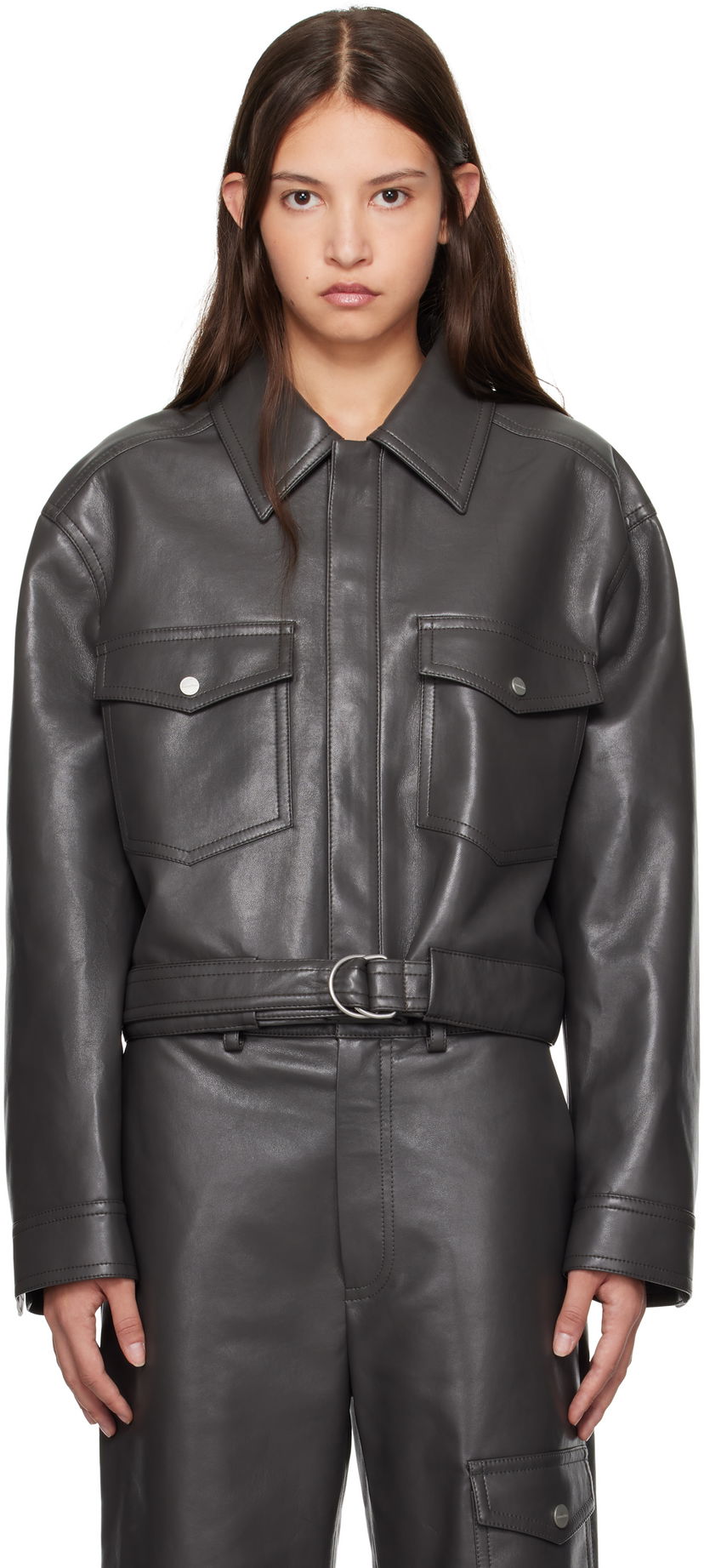 Haalari Nanushka Nanushka Zaria Leather Jacket Harmaa | NW24FWOW37669