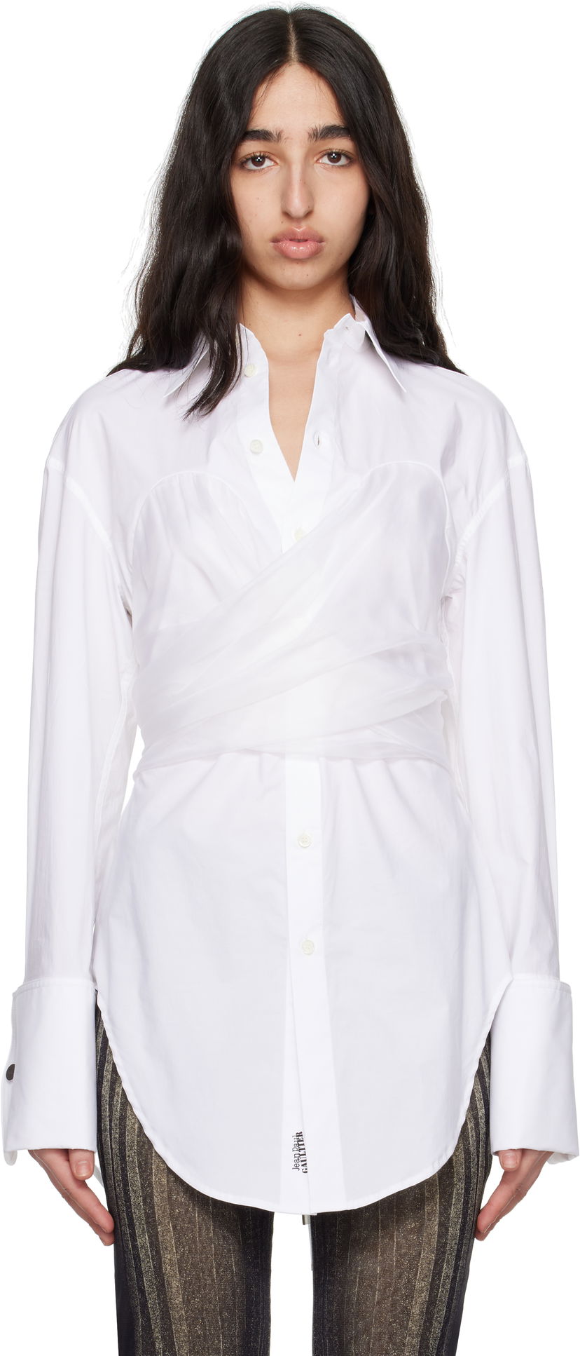 Paita Jean Paul Gaultier Jean Paul Gaultier Long Draped Shirt Valkoinen | 25/34-F-CH082-C071-01