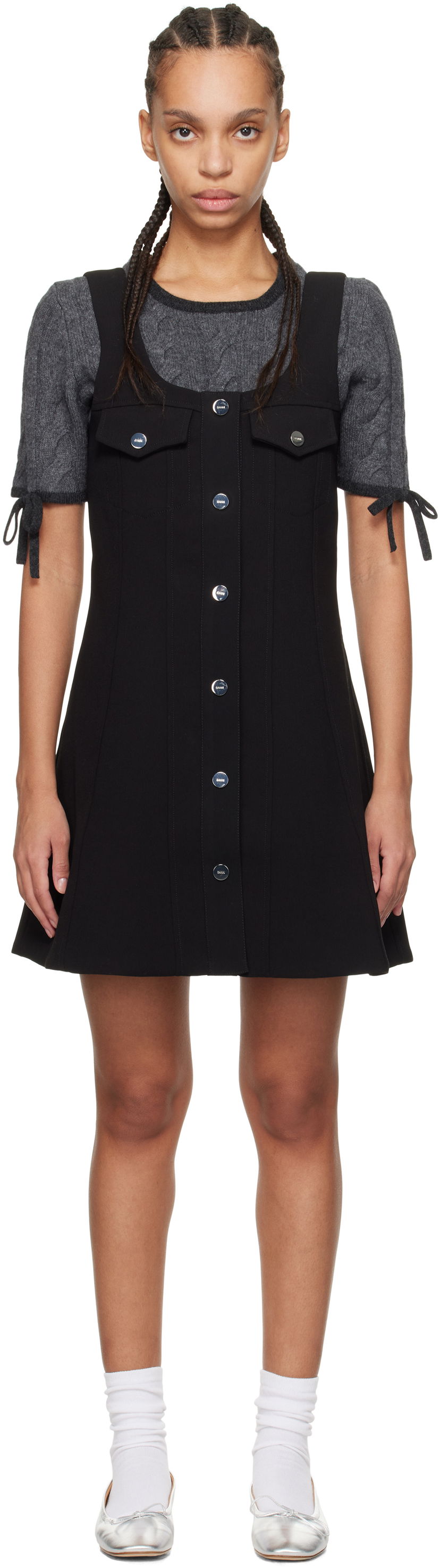 Mekko GANNI GANNI Bonded Crepe Minidress Musta | W0187