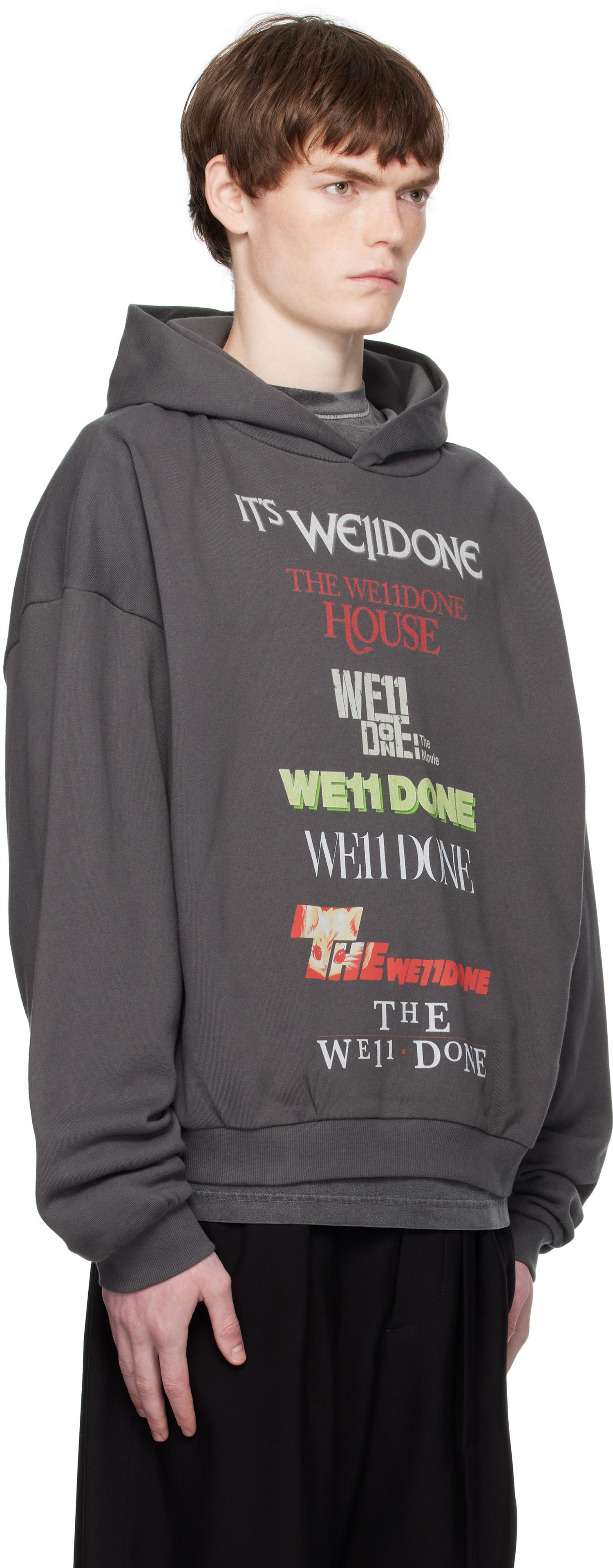 Huppari We11done We11done Multi Logo Print Hoodie Harmaa | WD-TH2-25-832-U-GY, 1